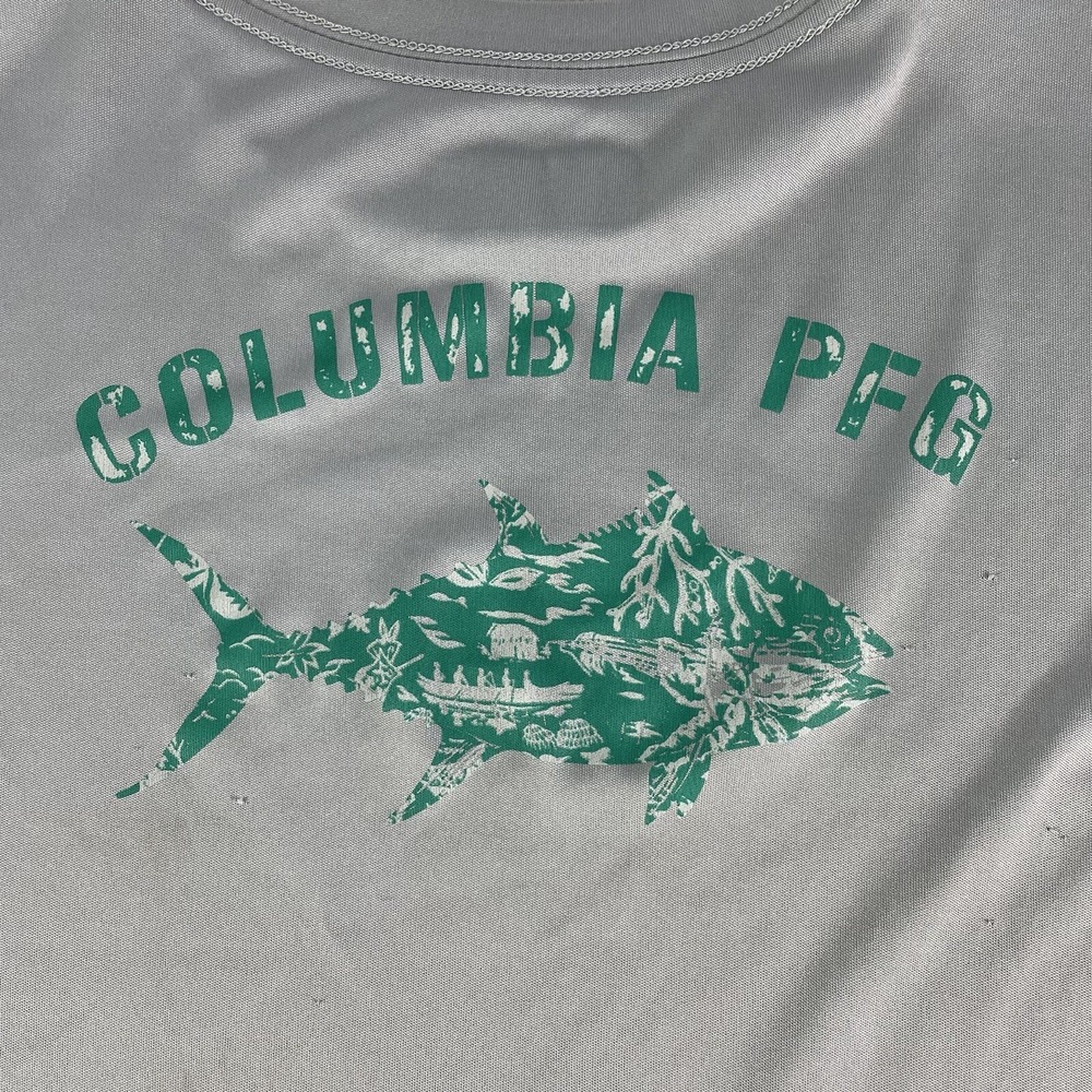 Columbia PFG T Shirt YOUTH XL Tuna Fish Graphic Tee Gray Performance BOYS 18-20